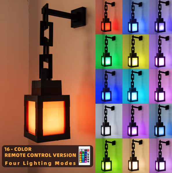 Color-changing wall Funny Pixel Night Light with remote control and multiple color options displayed.